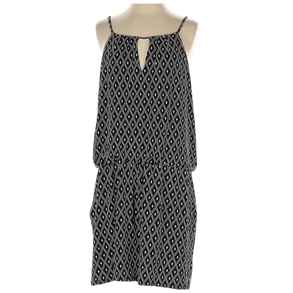 White House Black Market Black & White Geometric Spaghetti Strap Romper
